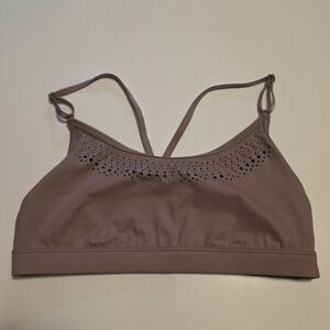 Victoria Sport Laser Cut Perforated Strappy Mesh Back Sports Bra Mauve Purple S